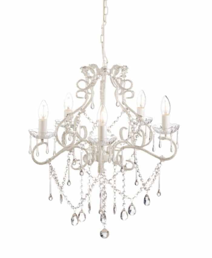 Immagine e commerce Lampadario a sospensione 5 luci metallo bianco pendenti vetro diametro cm 52 h60