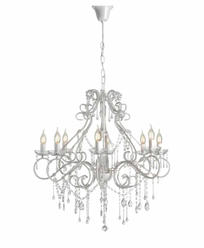 Immagine e commerce Lampadario a sospensione 8 luci metallo bianco pendenti vetro diametro cm 81 h80