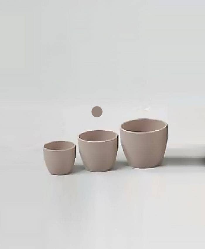 Immagine e commerce Porta vaso bombato in ceramica per piante diametro 12 cm-Tortora Opaco