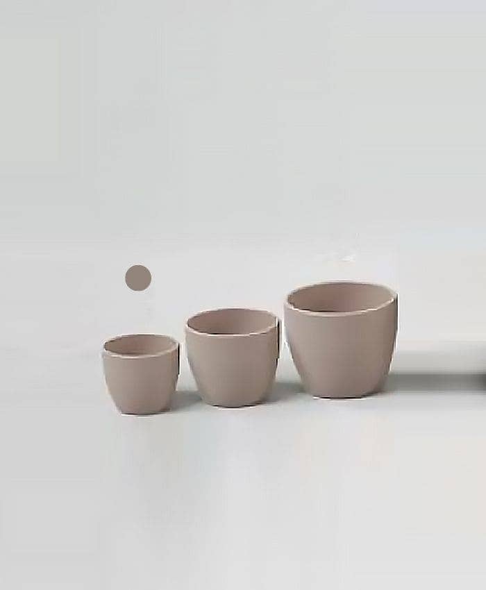 Immagine e commerce Porta vaso bombato in ceramica per piante diametro 10 cm-Tortora Opaco