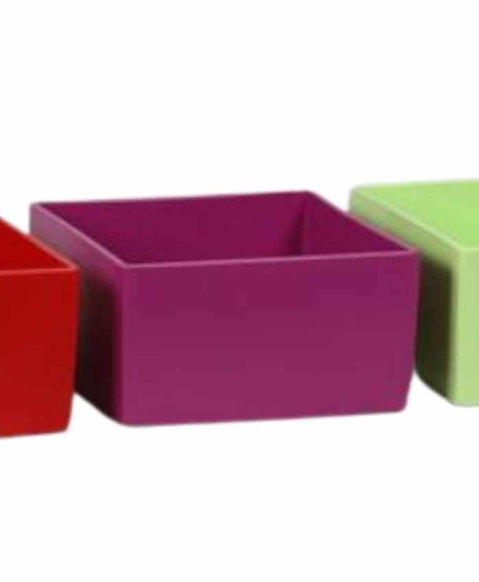 Immagine e commerce Quadrato in ceramica per 4 orchidee o piante vaso 12-Fuxia
