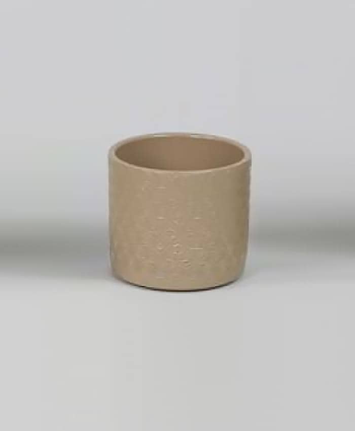 Immagine e commerce Portavaso per orchidea in ceramica cilindrico con decori-Nocciola