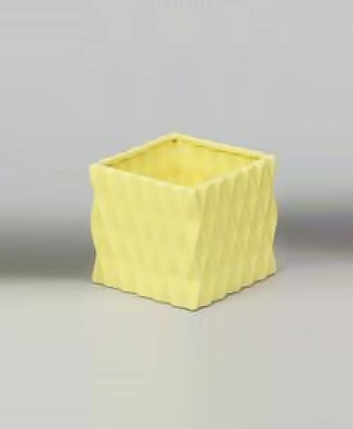 Immagine e commerce Cubo in ceramica lavorato per Orchidea-Giallo