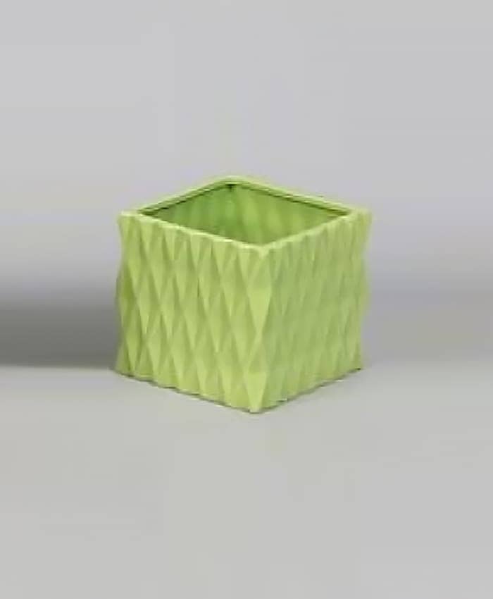 Immagine e commerce Cubo in ceramica lavorato per Orchidea-Verde Mela