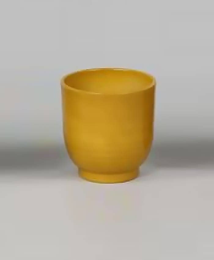 Immagine e commerce Porta vaso in ceramica per orchidea con piedino-Giallo Ocra