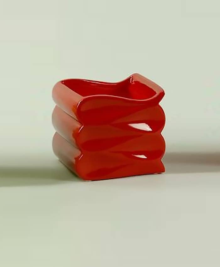 Immagine e commerce Cubo in ceramica decorazione onda per vaso 6 cm-Rosso