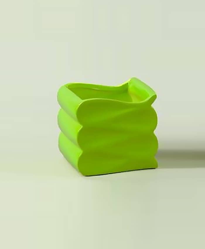 Immagine e commerce Cubo in ceramica decorazione onda per vaso 6 cm-Verde