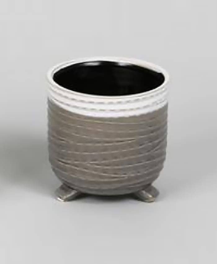 Immagine e commerce Portavaso per orchidea in ceramica bicolore con piedini-Grigio Bianco
