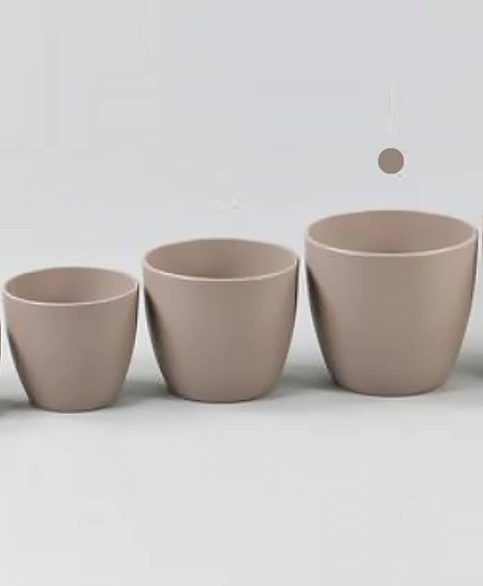 Immagine e commerce Porta vaso bombato in ceramica per piante diametro 22 cm-Tortora Opaco