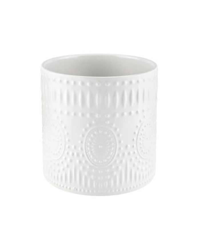 Immagine e commerce Vaso orchidea in ceramica decorata di forma cilindrica colore bianco