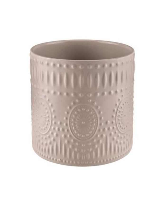 Immagine e commerce Vaso orchidea in ceramica decorata di forma cilindrica colore tortora
