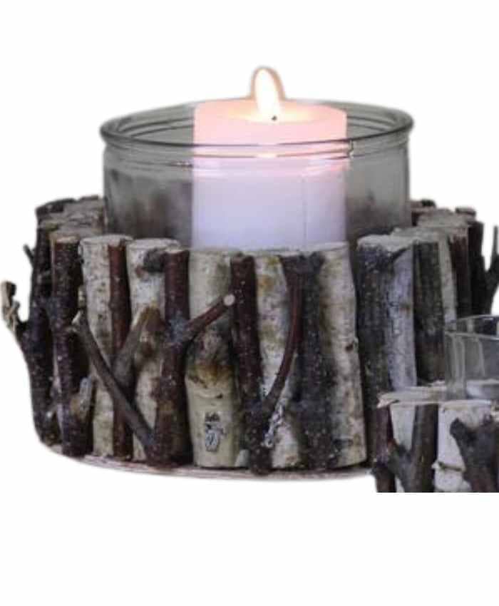 Immagine e commerce Cesto in legno tondo con cilindro in vetro diametro 16 cm
