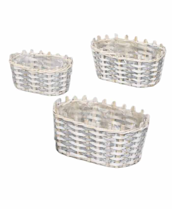 Immagine e commerce Serie 3 Porta vaso ovale in legnetti x2 piante diametro 10-12-14 cm