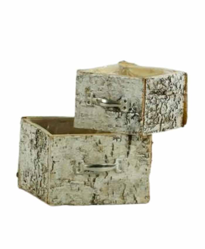 Immagine e commerce Serie 2 Portavaso quadrato cassetto in betulla 12x12 h9-15x15 h10 cm