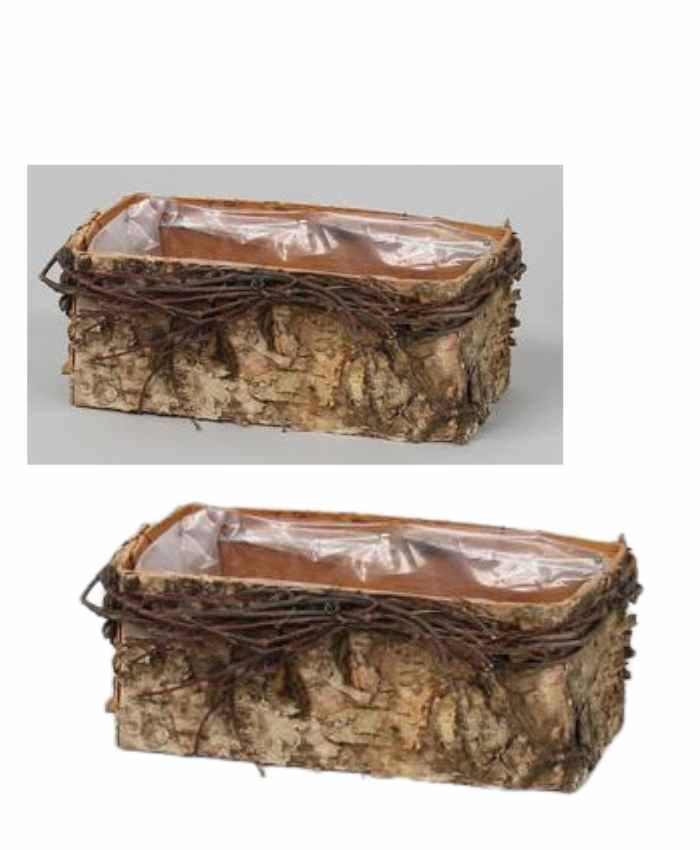 Immagine e commerce Serie 2 Portavaso rettangolare in betulla con rametti 21x12 h8-26x17 h10 cm