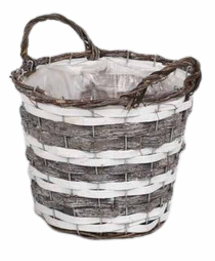 Immagine e commerce Porta vaso tondo con manici in vimini per piante vaso 18 cm