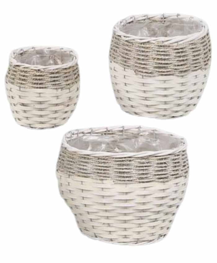 Immagine e commerce Serie 3 Cesti tondi bombati in vimini diametro 13-19-26 cm
