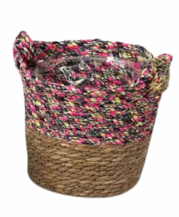 Immagine e commerce Cesto tondo in vimini e materiale di riciclo con manici diametro 23 cm