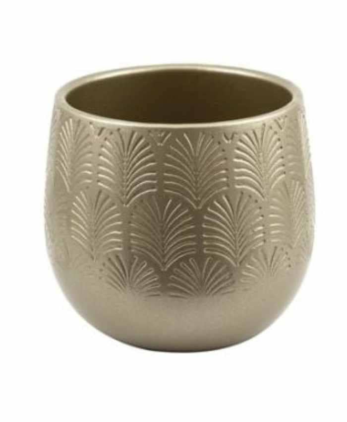 Immagine e commerce Vaso bombato in ceramica con decori diametro 16 cm Champagne