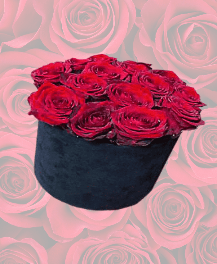 Flowerbox velluto con rose rosse