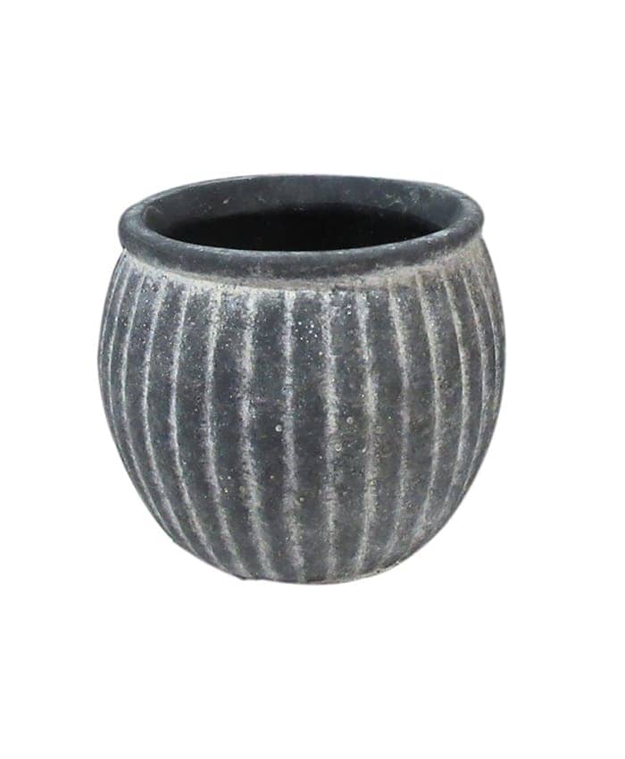 Immagine e commerce Cachepot in cemento grigio anticato baccellato cm 14 h12
