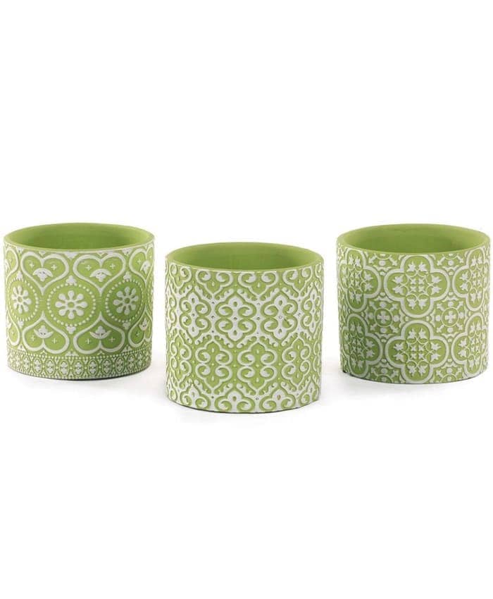 Immagine e commerce Vasi per orchidee terracotta verde bianca decori esotici cm 13 h12
