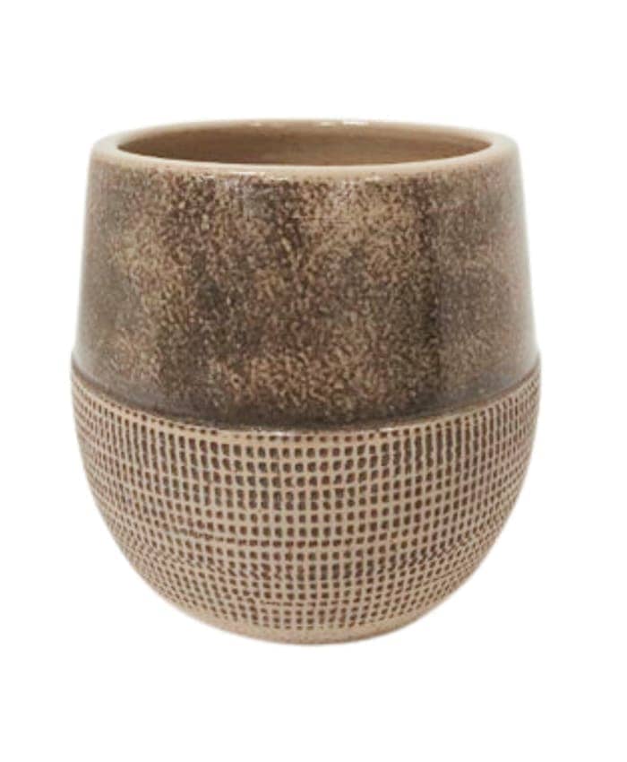 Immagine e commerce Vaso cermica grigio profilo ovale liscio zigrinato cm 20 h18