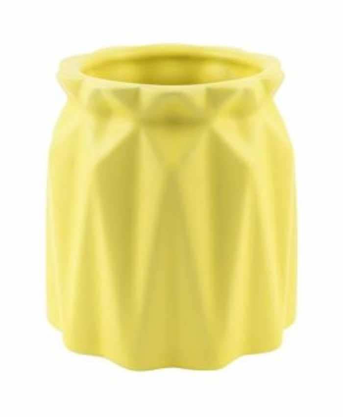 Immagine e commerce Porta Vaso in ceramica decoro geometrico diametro 15 alto 15 cm-Giallo