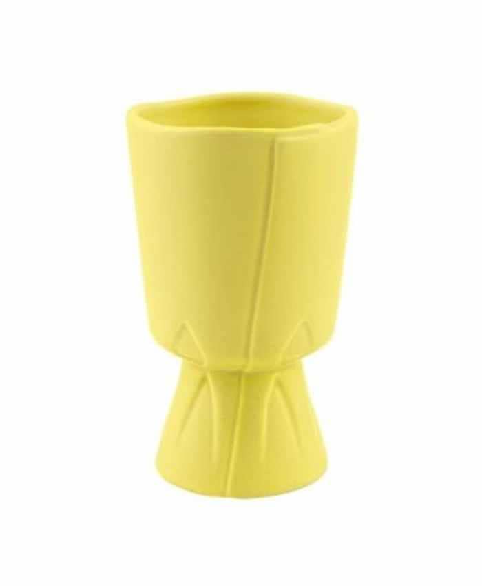 Immagine e commerce Coppa ceramica forma sotto mazzo Fiori diametro 10 alta 17 cm-Giallo
