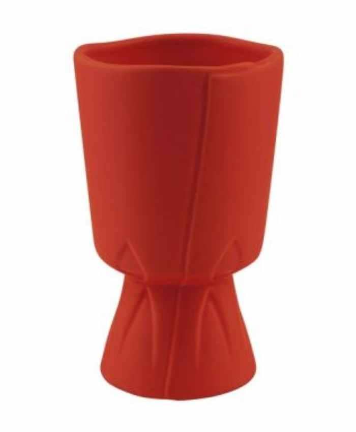 Immagine e commerce Coppa ceramica forma sotto mazzo Fiori diametro 13 alta 21 cm-Rosso