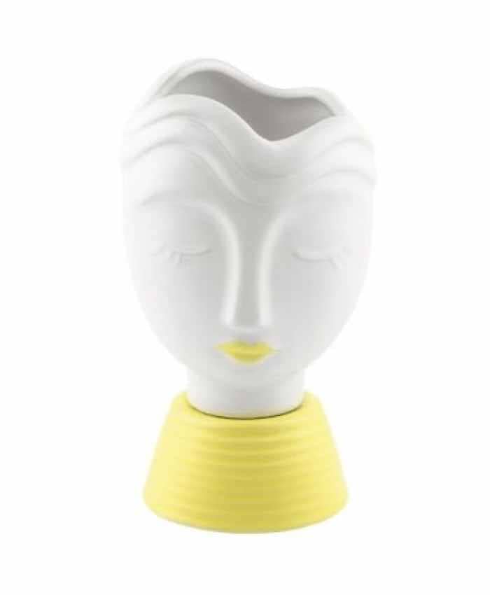 Immagine e commerce Busto ragazza in ceramica con rossetto in tono colore alto 24 cm-Giallo