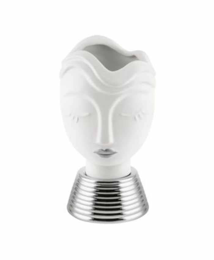 Immagine e commerce Busto ragazza in ceramica con rossetto in tono colore alto 19 cm-Argento