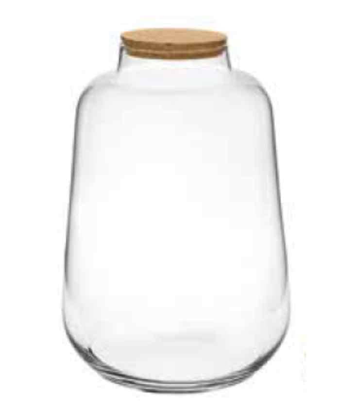 Immagine e commerce Vaso vetro forma conica collo stretto cm 21 (bocca 9) h30 cm con tappo sughero