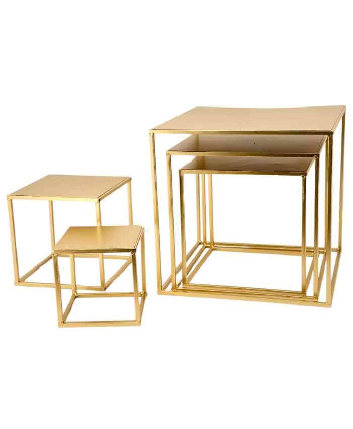 Serie-5-strutture-cubo-metallo-oro-con-piano-per-vetrina-misure-cm-15-20-25-30-35