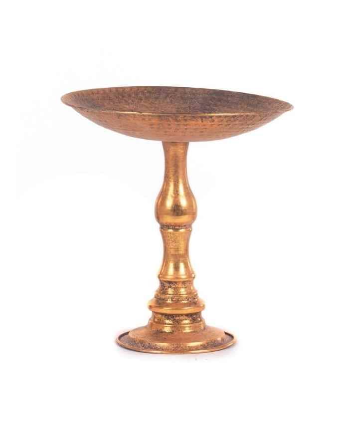 Immagine e commerce Alzatina in metallo oro antico forma ovale stelo a balaustra cm 38x30 h36