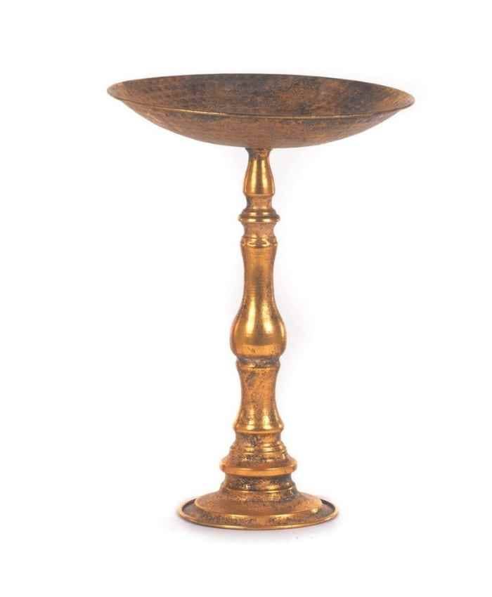 Immagine e commerce Alzatina in metallo oro antico forma ovale stelo a balaustra cm 38x30 h46