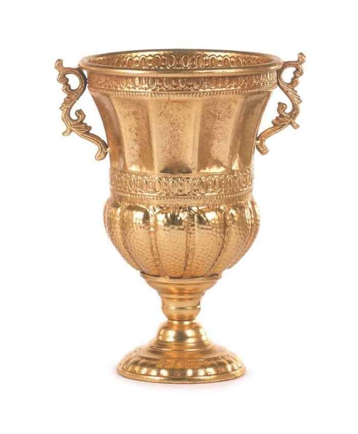 Immagine e commerce Calice stile medici in metallo oro lucido baccellata scannelata manici arricciati alto 37 cm