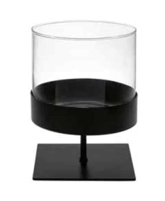 Immagine e commerce Cilindro vetro 12 cm su piedistallo ferro diametro 13 alto 18 cm
