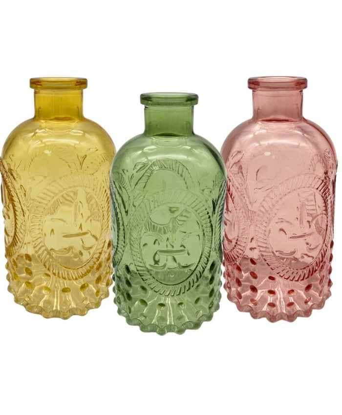 Immagine e commerce Vasi Monofiore bottiglietta cilindrica in vetro diametro 6 alta 13 cm - 3 Mix color