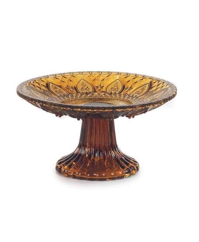 Immagine e commerce Alzatina Vetro con decori diametro 15 alta 10 cm - Ambra Scuro