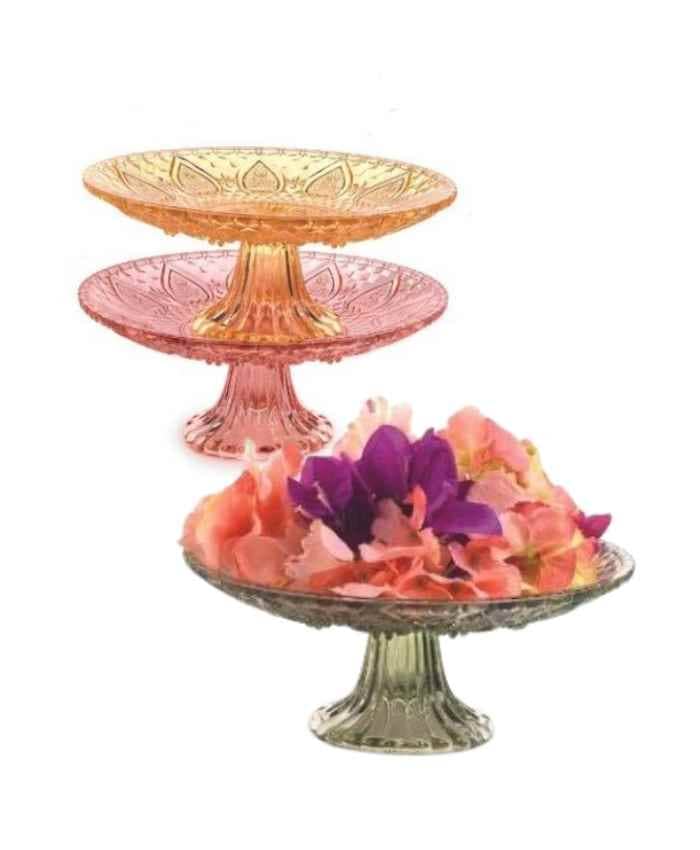Immagine e commerce Alzatina di Vetro con decori diametro 25 alta 13 cm - 3 mix color