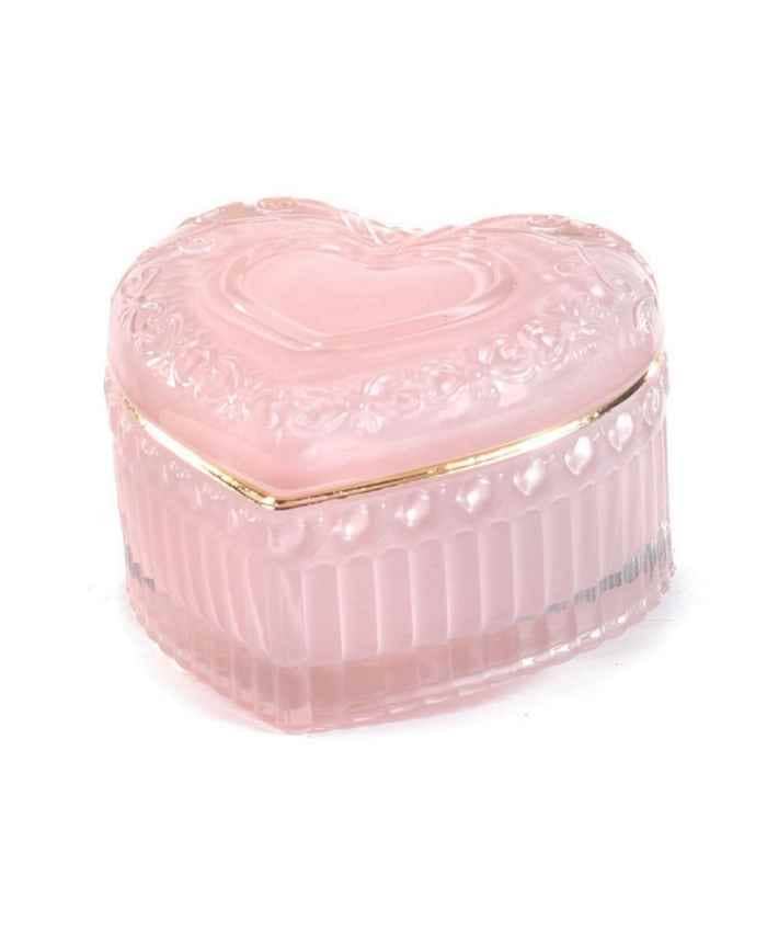 Immagine e commerce Scrigno Cuore in vetro con decori diametro 9 alto 6 cm - Rosa