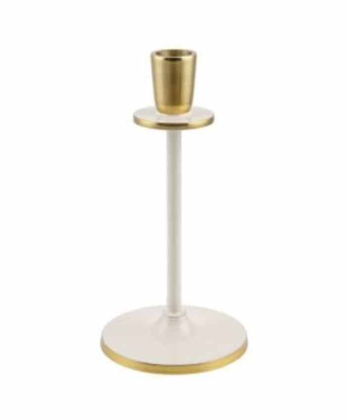 Immagine e commerce Porta candela in alluminio oro e avorio per allestimenti diametro 10 alto 20 cm
