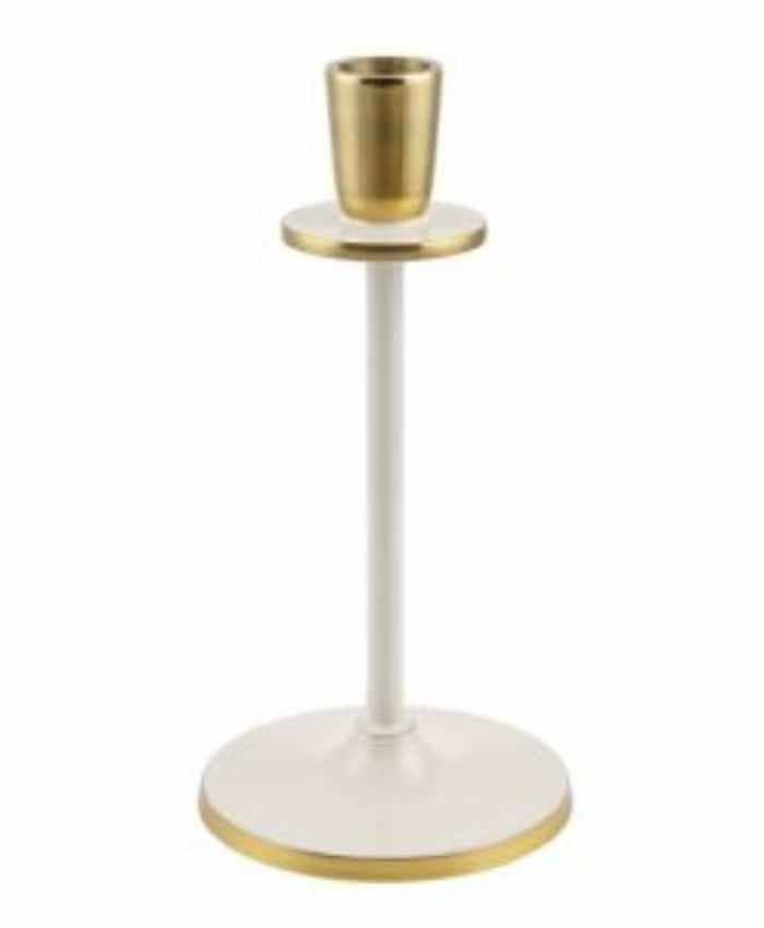 Immagine e commerce Porta candela in alluminio oro e avorio per allestimenti diametro 10 alto 26 cm