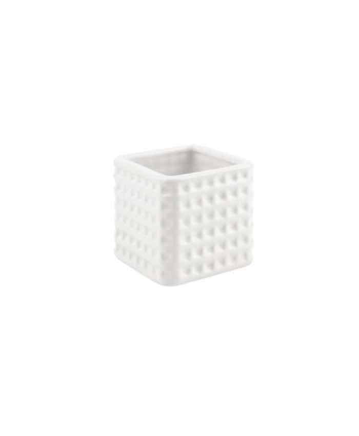 Immagine e commerce Portavaso Cubo sagomato puntinato Bianco misure in cm 6x6 h6