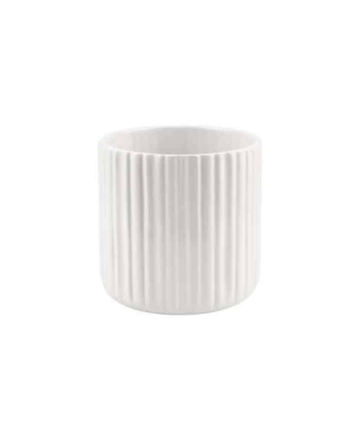 Immagine e commerce Vasetto ceramica cilindrico bianco rigato diametro 7 alto 6 cm