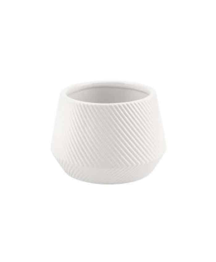 Immagine e commerce Vasetto ceramica svasato bianco rigato diametro 7 alto 6 cm