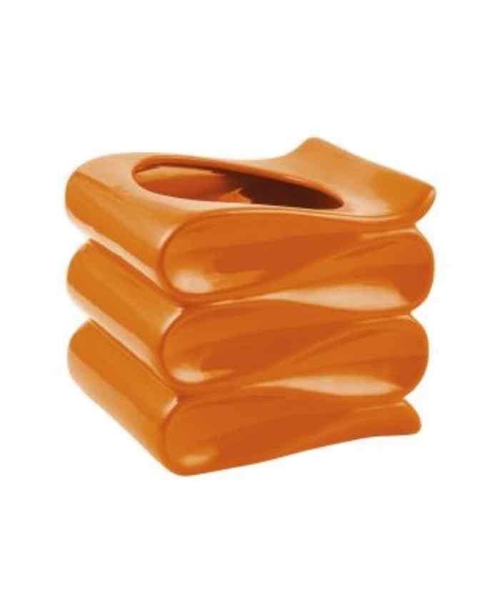 Immagine e commerce Portavaso per Orchidea cubo ondulato in ceramica smaltata Arancio