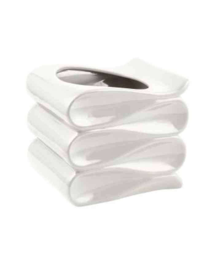 Immagine e commerce Portavaso per Orchidea cubo ondulato in ceramica smaltata Bianco
