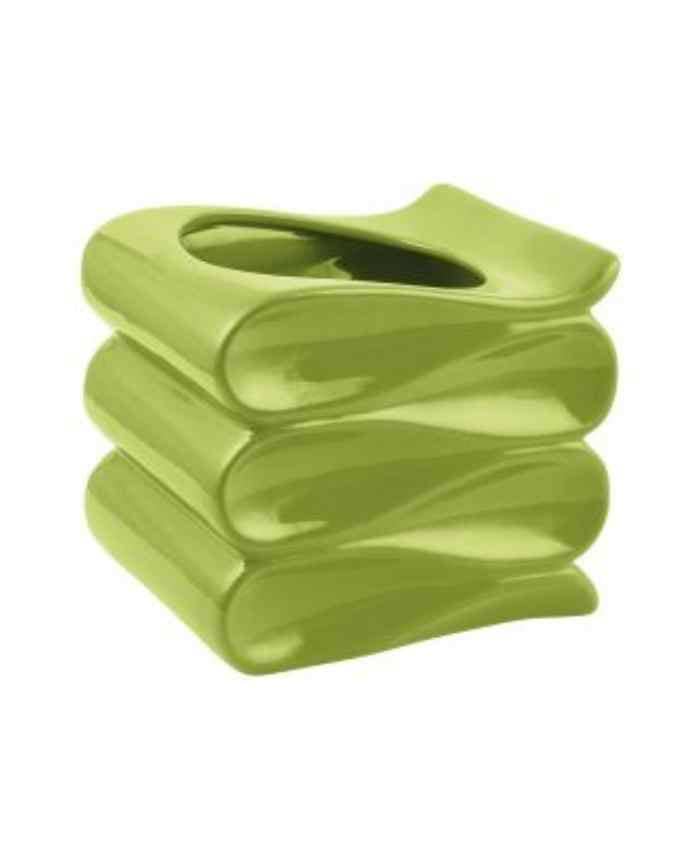 Immagine e commerce Portavaso per Orchidea cubo ondulato in ceramica smaltata Verde